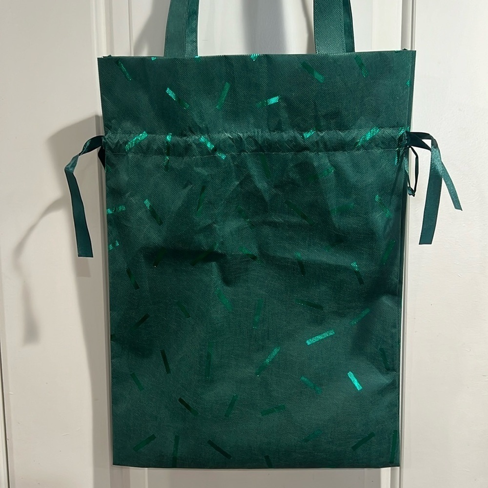 Amazon Reusable Green Drawstring Satchel Gift Bag 2PC